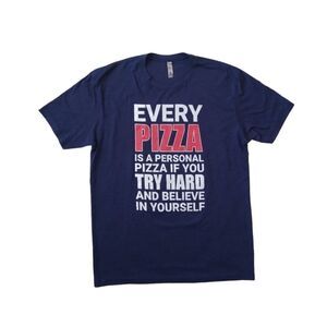 Next Level Apparel Blue Unisex Pizza Graphic Print Casual T-Shirt Adult Large